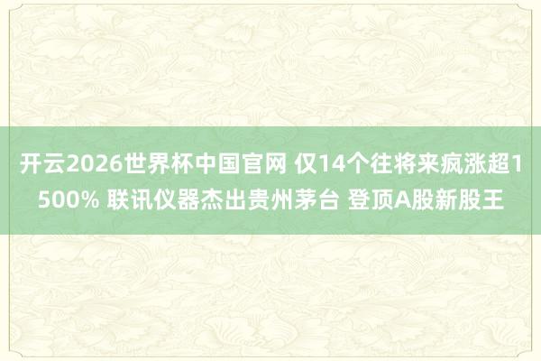 开云2026世界杯中国官网 仅14个往将来疯涨超1500% 联讯仪器杰出贵州茅台 登顶A股新股王