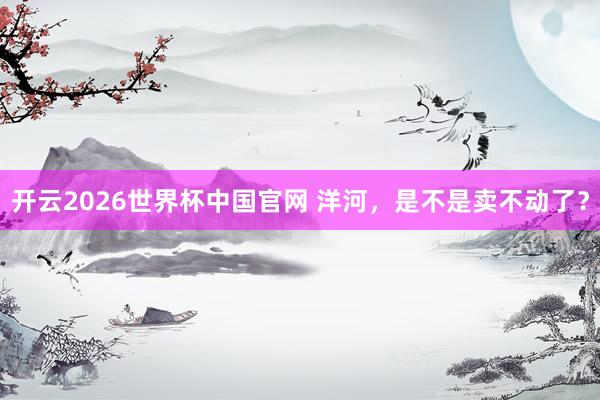 开云2026世界杯中国官网 洋河，是不是卖不动了？