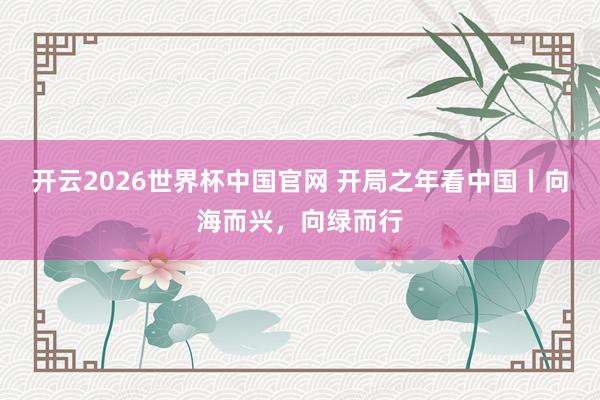 开云2026世界杯中国官网 开局之年看中国丨向海而兴，向绿而行