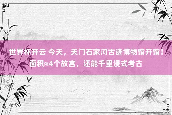 世界杯开云 今天，天门石家河古迹博物馆开馆！面积≈4个故宫，还能千里浸式考古