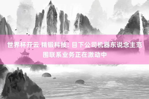 世界杯开云 精锻科技: 目下公司机器东说念主范围联系业务正在激动中
