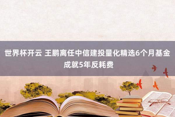 世界杯开云 王鹏离任中信建投量化精选6个月基金 成就5年反耗费