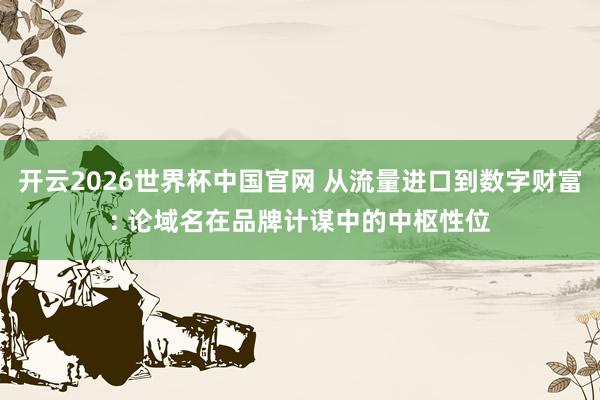 开云2026世界杯中国官网 从流量进口到数字财富: 论域名在品牌计谋中的中枢性位