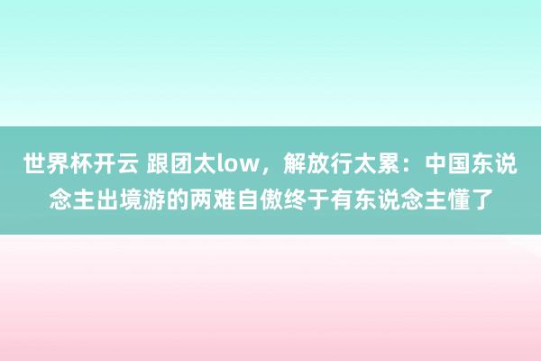 世界杯开云 跟团太low，解放行太累：中国东说念主出境游的两难自傲终于有东说念主懂了