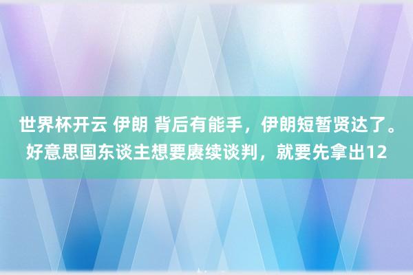世界杯开云 伊朗 背后有能手，伊朗短暂贤达了。好意思国东谈主想要赓续谈判，就要先拿出12