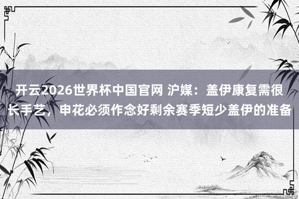 开云2026世界杯中国官网 沪媒：盖伊康复需很长手艺，申花必须作念好剩余赛季短少盖伊的准备