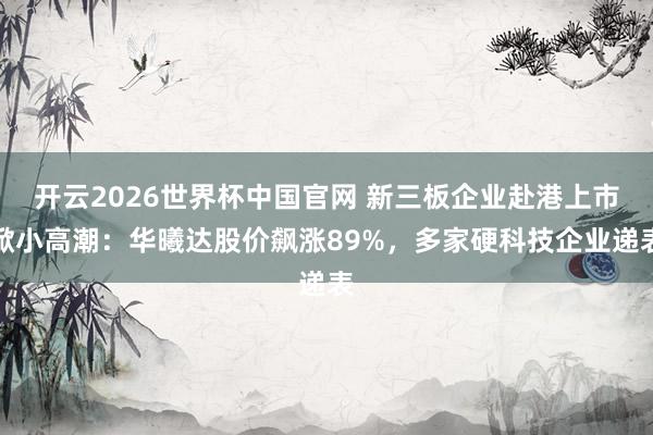 开云2026世界杯中国官网 新三板企业赴港上市掀小高潮：华曦达股价飙涨89%，多家硬科技企业递表
