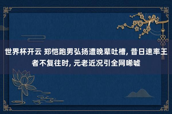 世界杯开云 郑恺跑男弘扬遭晚辈吐槽， 昔日速率王者不复往时， 元老近况引全网唏嘘