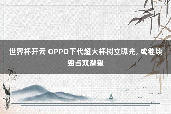 世界杯开云 OPPO下代超大杯树立曝光, 或继续独占双潜望