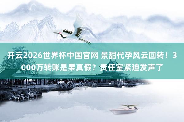 开云2026世界杯中国官网 景甜代孕风云回转！3000万转账是果真假？责任室紧迫发声了