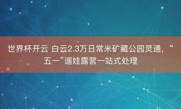 世界杯开云 白云2.3万日常米矿藏公园灵通，“五一”遛娃露营一站式处理