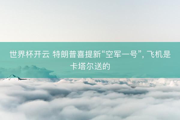 世界杯开云 特朗普喜提新“空军一号”, 飞机是卡塔尔送的